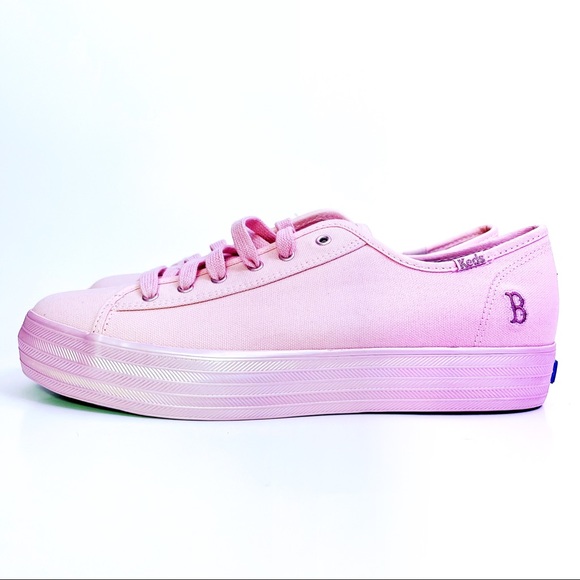 Keds Boston Red Sox Platform Sneakers Womens Size 9.5 Pink MLB Fan Gear Gift - Picture 1 of 9
